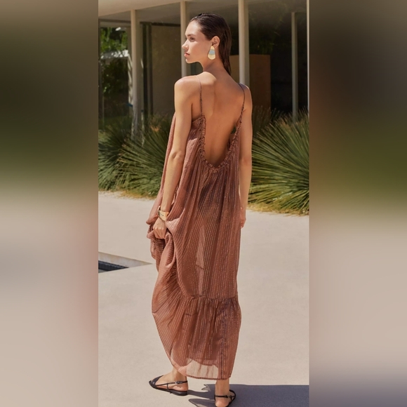 Anthropologie NWT sheer summer dress/ swimsuit cover up. Low scoop back Size L - Picture 2 of 10